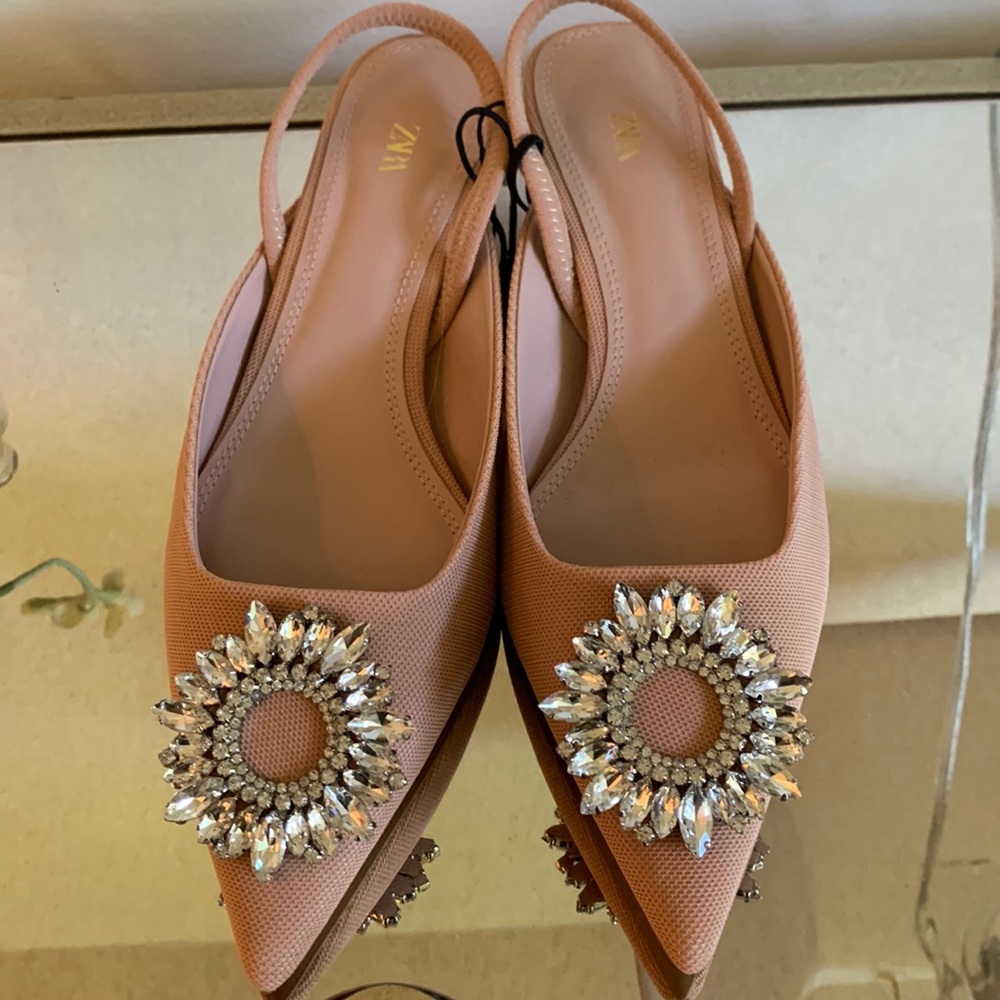 Zara pale pink kitten heels